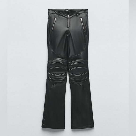 ZIPPERED FAUX LEATHER PANTS - Picture 3 of 7